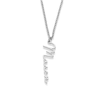 Vertical name necklace silver