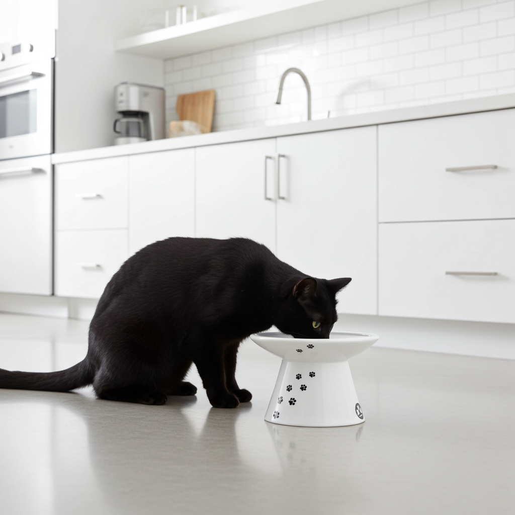Luxe verhoogde kattenvoerbak - ergonomisch & porselein