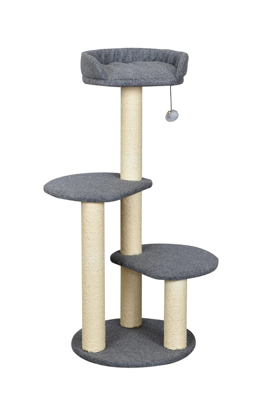 Tommy krabpaal voor volwassen katten - 3 niveaus en pluche bed
